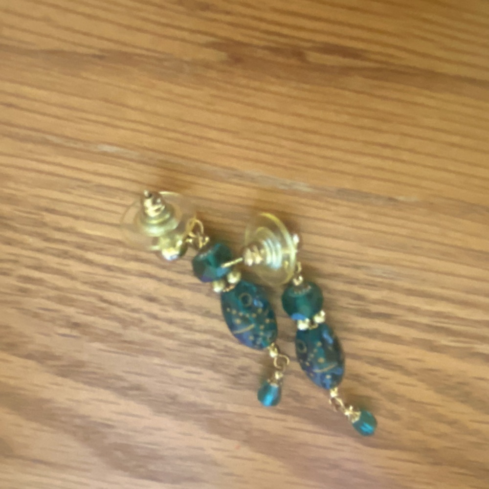 Green beaded earrings